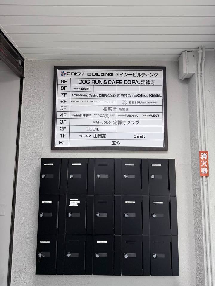 ビルの案内板（3F が定禅寺クラブ）
